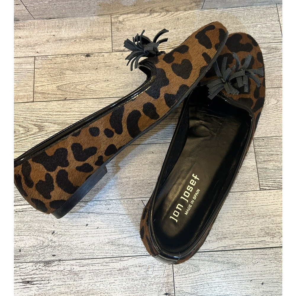 Jon Josef cheetah animal hair tassle ballet flats women's size 5.5